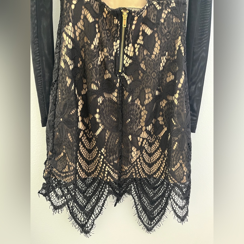 Material Girl Black Lace Long-Sleeve Mini Dress - Picture 3 of 5